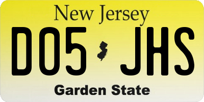 NJ license plate D05JHS