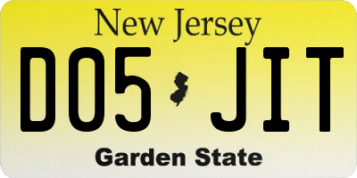 NJ license plate D05JIT