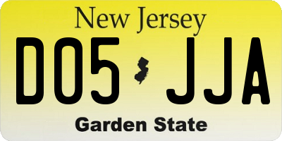 NJ license plate D05JJA