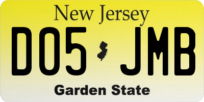 NJ license plate D05JMB