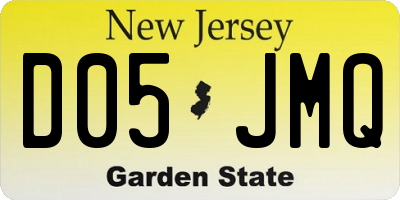 NJ license plate D05JMQ