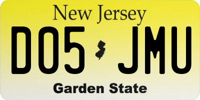 NJ license plate D05JMU