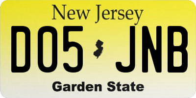 NJ license plate D05JNB