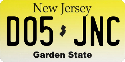 NJ license plate D05JNC