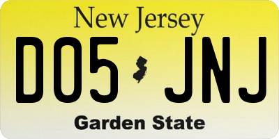 NJ license plate D05JNJ