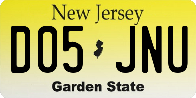 NJ license plate D05JNU