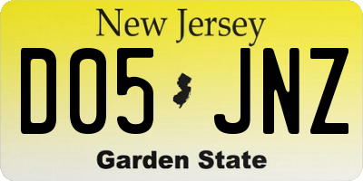 NJ license plate D05JNZ