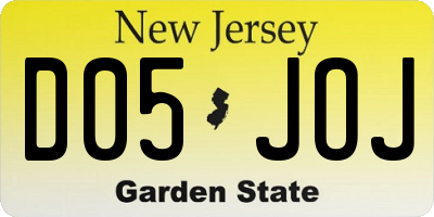 NJ license plate D05JOJ
