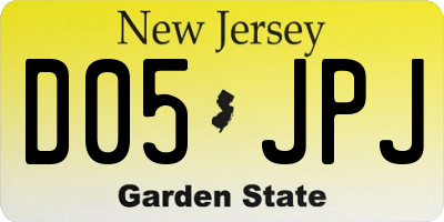 NJ license plate D05JPJ
