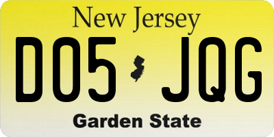 NJ license plate D05JQG
