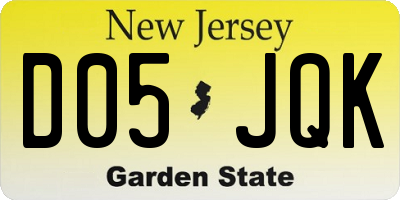 NJ license plate D05JQK