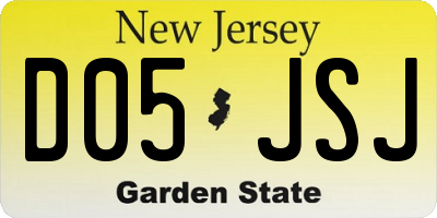 NJ license plate D05JSJ