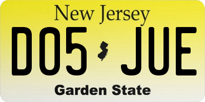 NJ license plate D05JUE