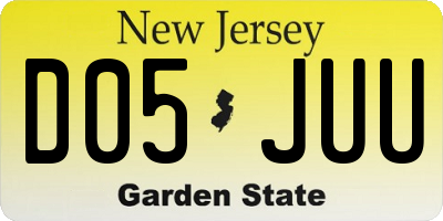 NJ license plate D05JUU