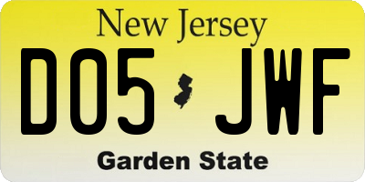 NJ license plate D05JWF