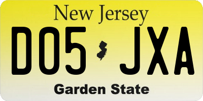 NJ license plate D05JXA