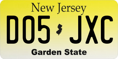 NJ license plate D05JXC