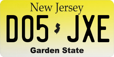 NJ license plate D05JXE