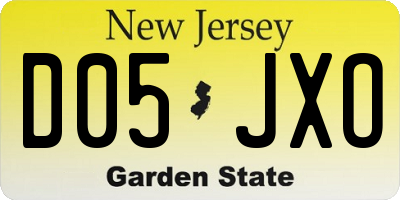 NJ license plate D05JXO