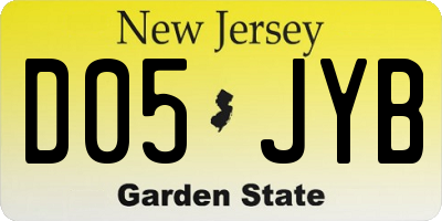 NJ license plate D05JYB