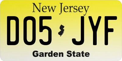 NJ license plate D05JYF