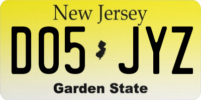 NJ license plate D05JYZ