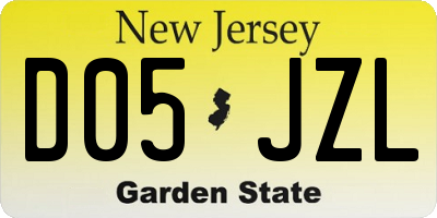 NJ license plate D05JZL