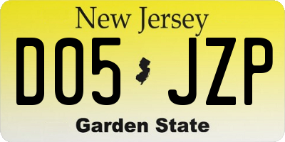 NJ license plate D05JZP