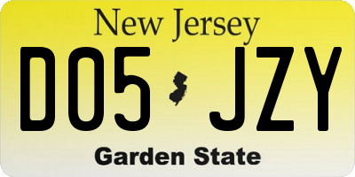 NJ license plate D05JZY