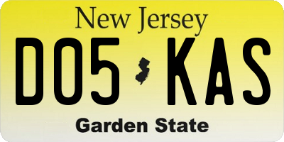 NJ license plate D05KAS