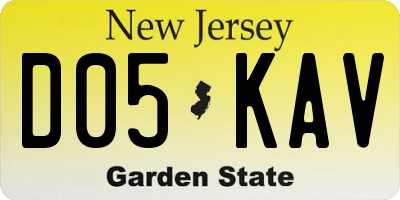 NJ license plate D05KAV