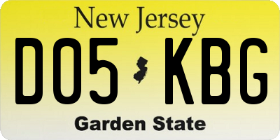 NJ license plate D05KBG