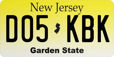 NJ license plate D05KBK