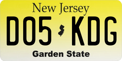 NJ license plate D05KDG