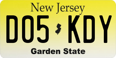 NJ license plate D05KDY