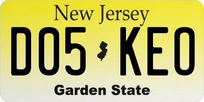 NJ license plate D05KEO