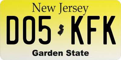 NJ license plate D05KFK