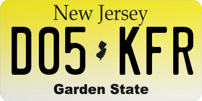 NJ license plate D05KFR