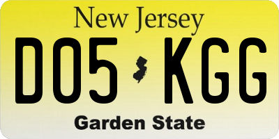 NJ license plate D05KGG