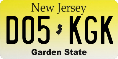 NJ license plate D05KGK
