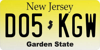 NJ license plate D05KGW