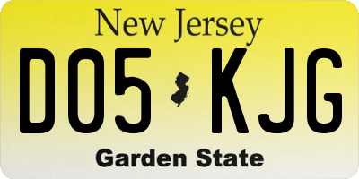 NJ license plate D05KJG