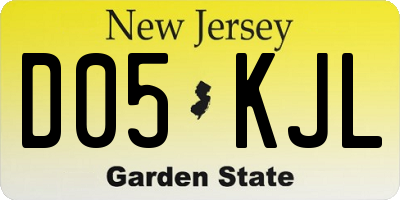 NJ license plate D05KJL