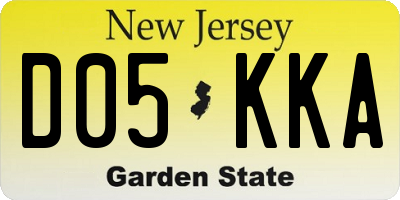 NJ license plate D05KKA