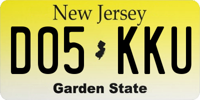 NJ license plate D05KKU