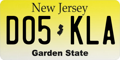 NJ license plate D05KLA