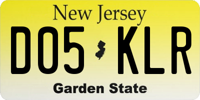 NJ license plate D05KLR