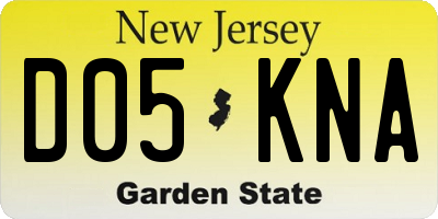 NJ license plate D05KNA