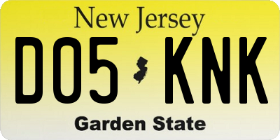 NJ license plate D05KNK