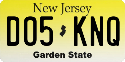 NJ license plate D05KNQ